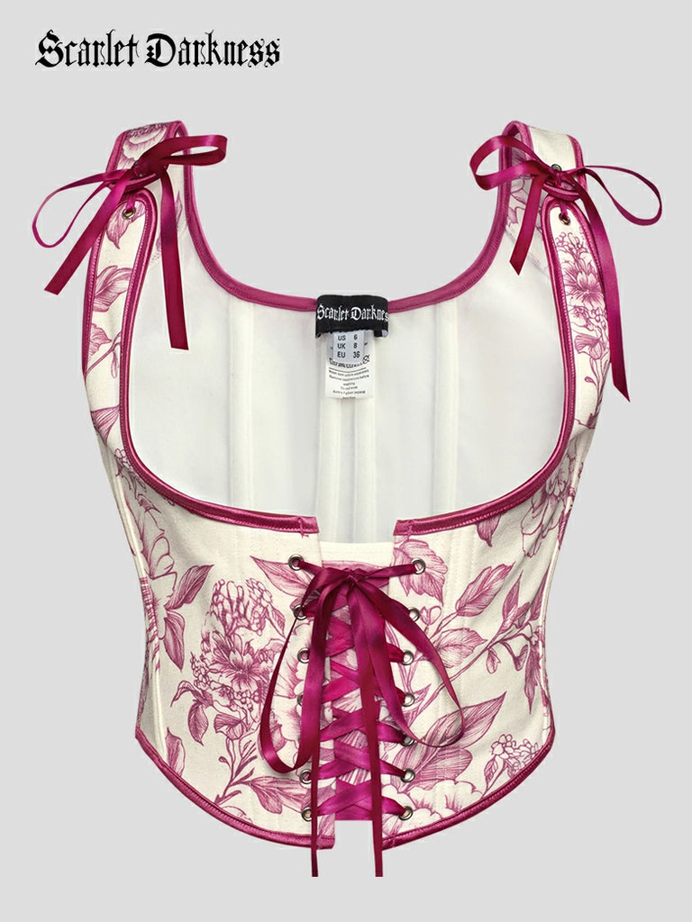 Scarlet Darkness Under Bust Bustier Waist Corset with 11 Bones Pink