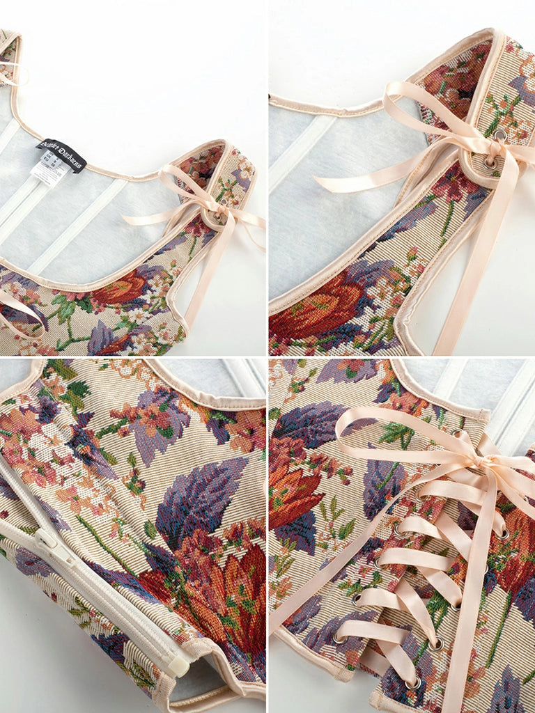 Scarlet Darkness Flower Under Bust Bustier Corset with 11 Bones