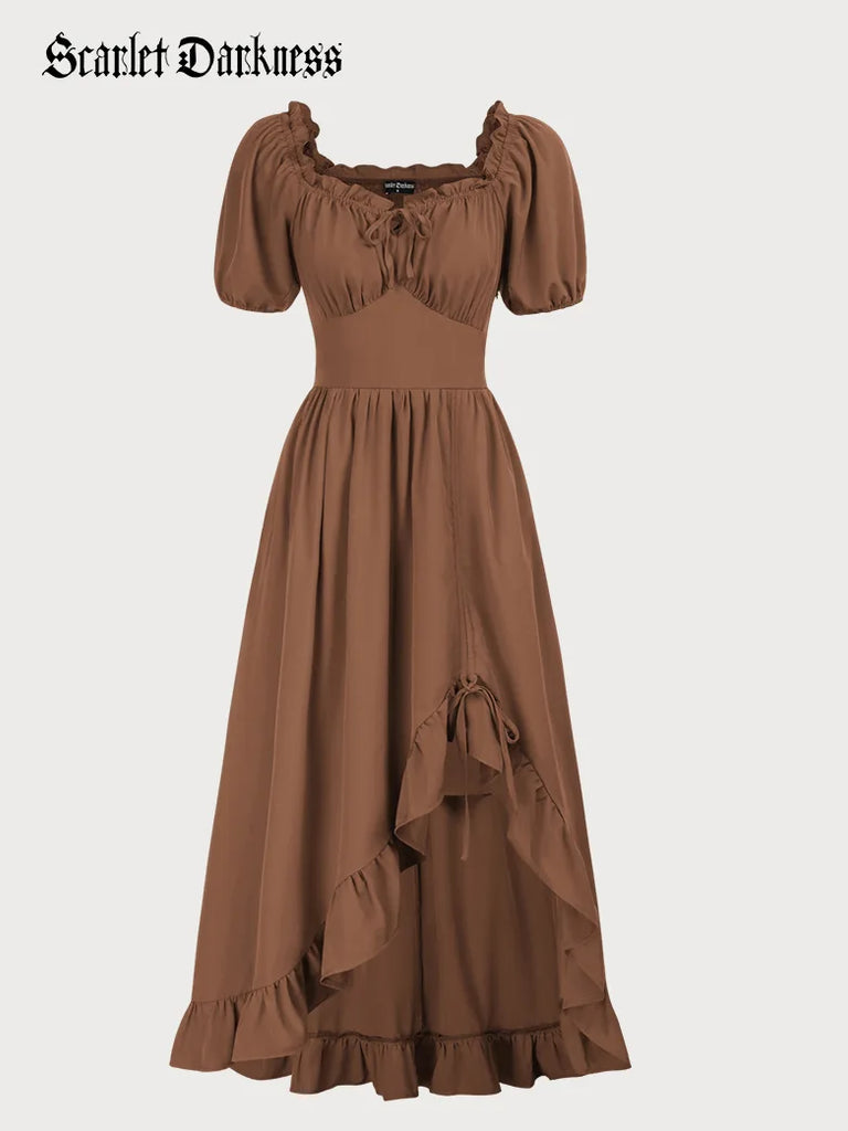 Scarlet Darkness Victorian Fairy Dress with Drawstring and Pockets