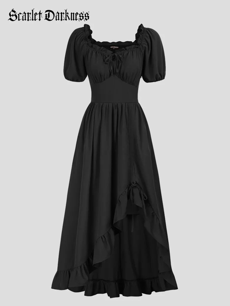 black fairy dress for women Renaissance Victorian Long Sexy with Pocket Scarlet Darkness Dark green / L Keep Shining With Revelry's Material:MATTE EMBELLISHMENT Based on the off