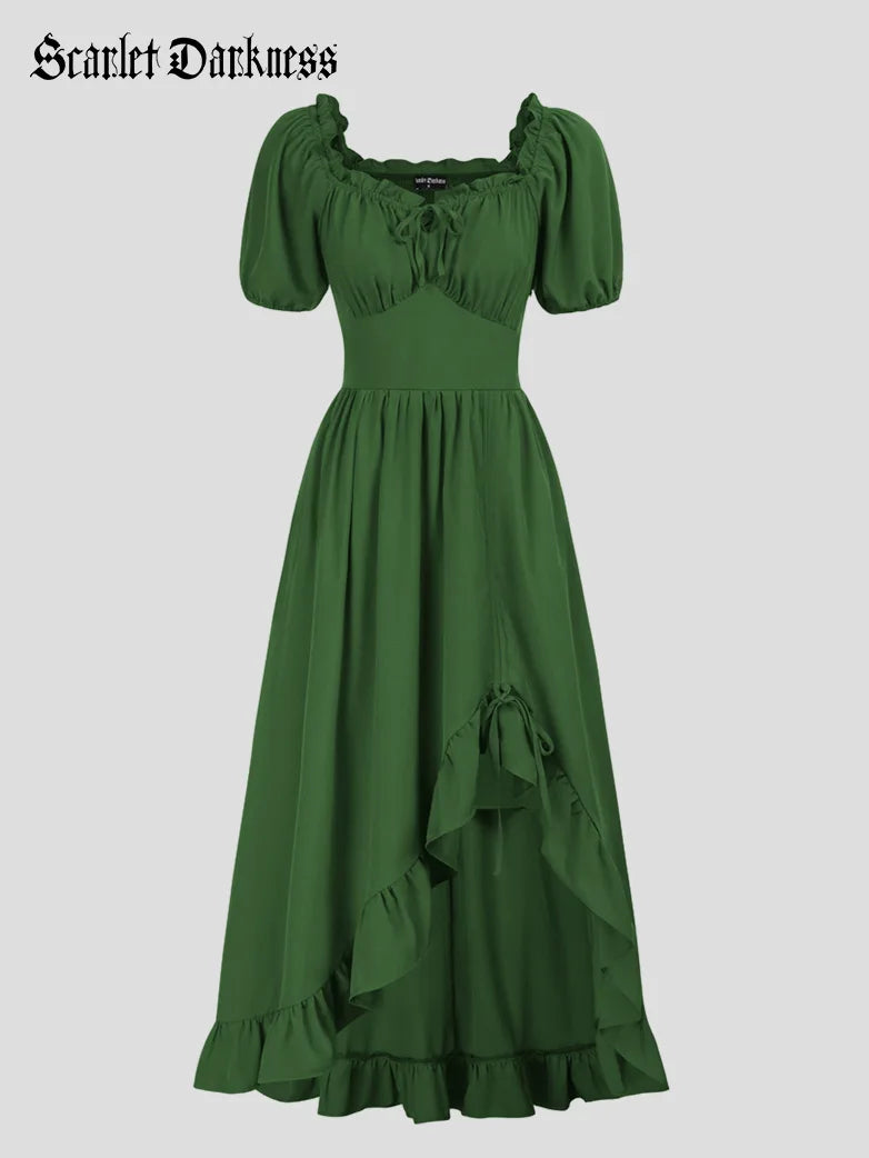 Scarlet Darkness Women Victorian Garden Tea Party Flared Dress White / M