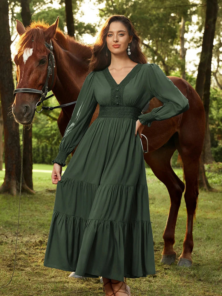 Scarlet Darkness Renaissance Festival Elastic Waist Pockets Dress