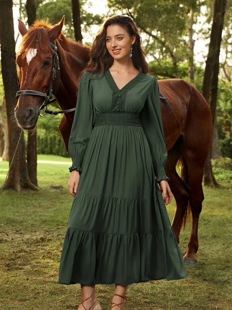 Scarlet Darkness Renaissance Festival Elastic Waist Pockets Dress