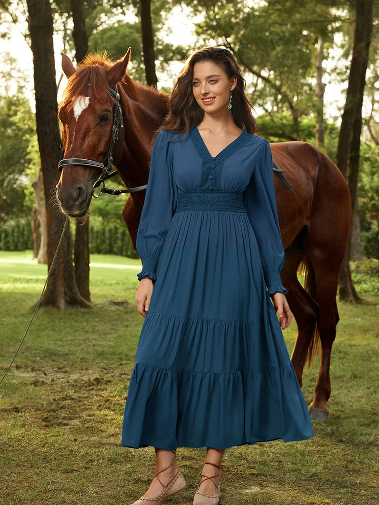 Scarlet Darkness Renaissance Festival Elastic Waist Pockets Dress