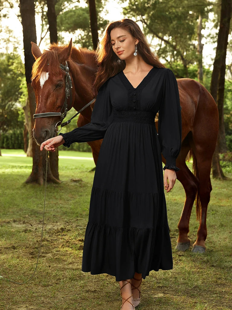 Scarlet Darkness Renaissance Festival Elastic Waist Pockets Dress