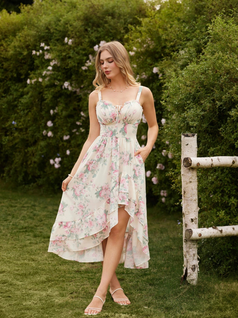 Scarlet Darkness Spring Chiffon High-Low Slit Wedding Guest Dress Scarlet Darkness Spring Chiffon High-Low Slit Wedding Guest Dress