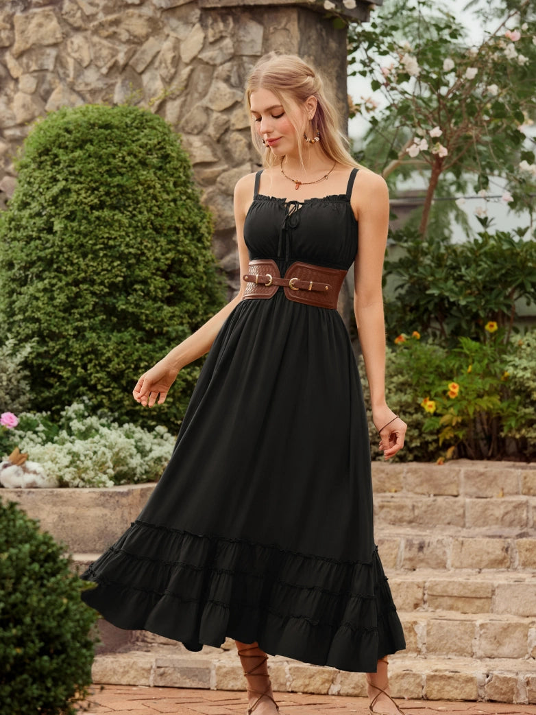Scarlet Darkness Women Renaissance Boho Chic Pockets Maxi Dress Scarlet Darkness Women Renaissance Boho Chic Pockets Maxi Dress