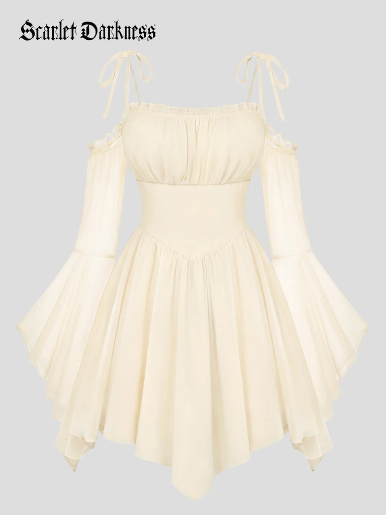 irregular hem chiffon dress Fantasy Fairy Irregular Hem Chiffon Dress with Pockets