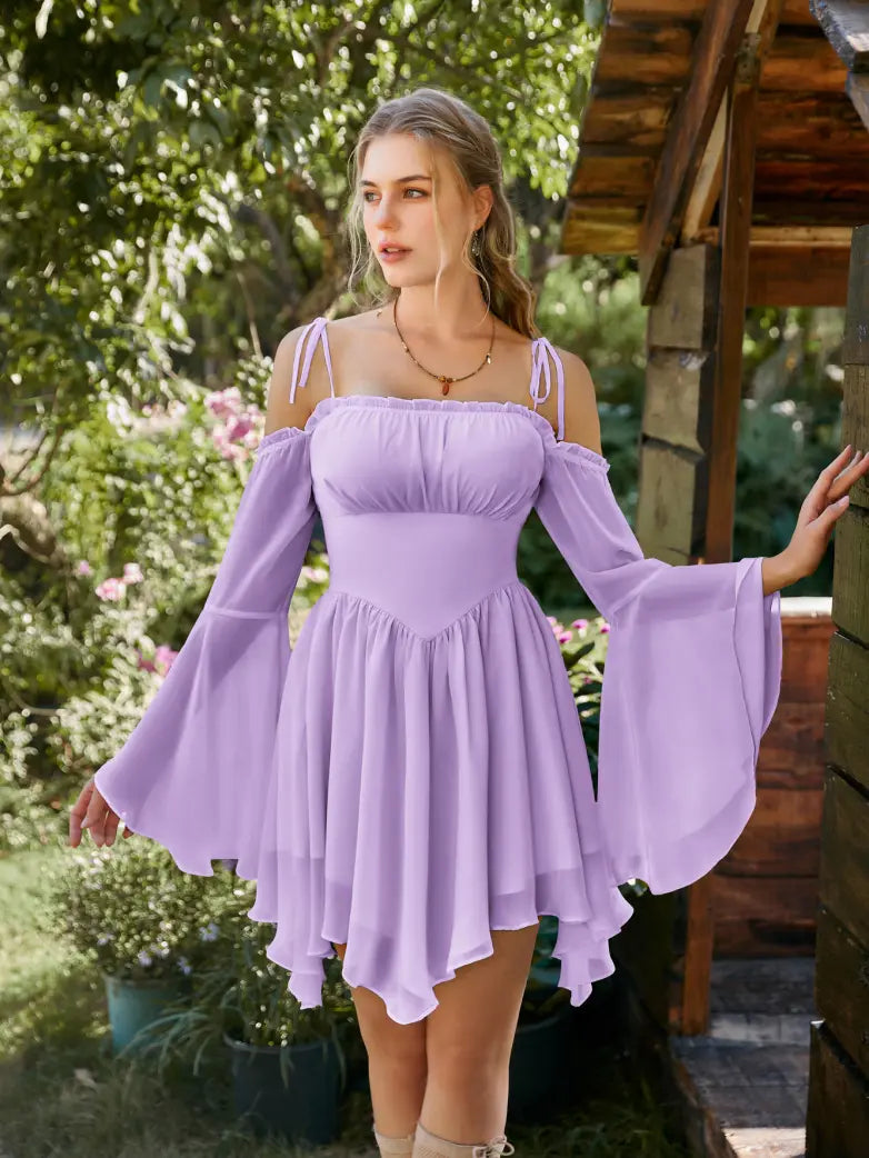 Scarlet Darkness Fantasy Fairy Irregular Hem Chiffon Dress with Pockets Scarlet Darkness Fantasy Fairy Irregular Hem Chiffon Dress with Pockets