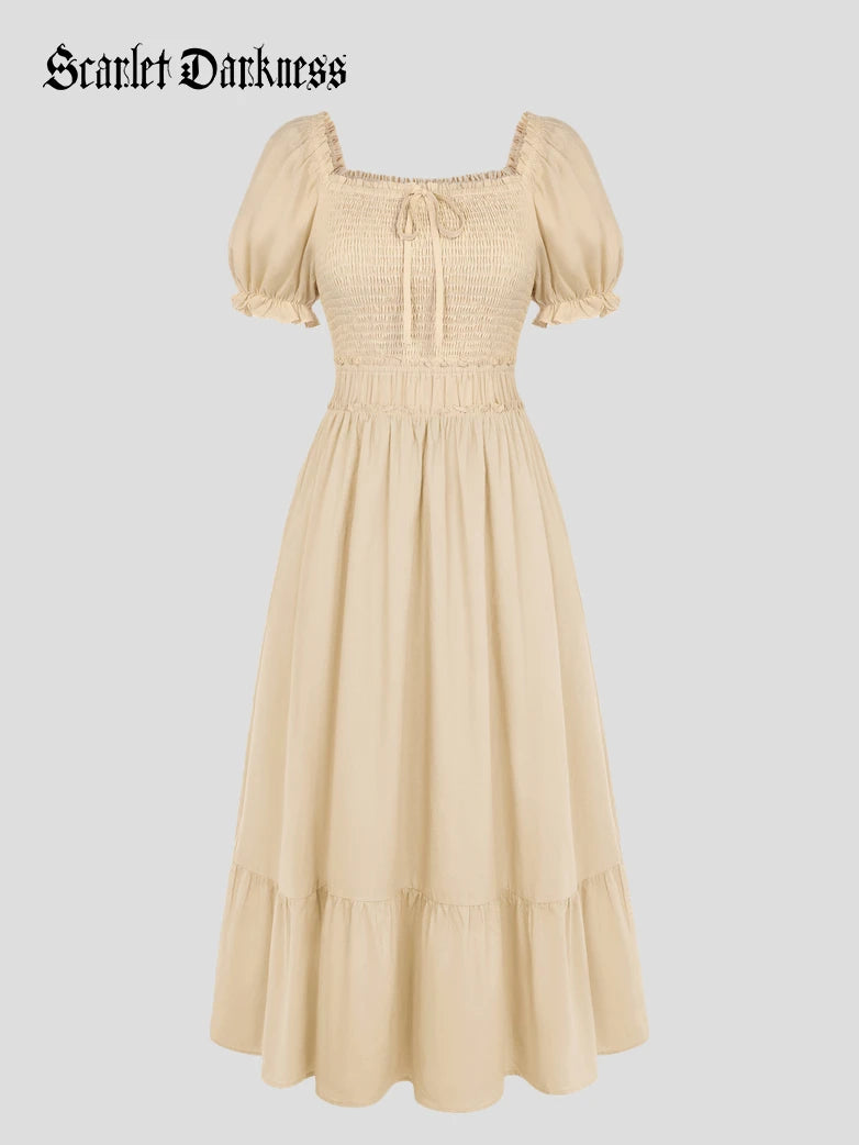Renaissance Off Shoulder Cotton Pockets Dress