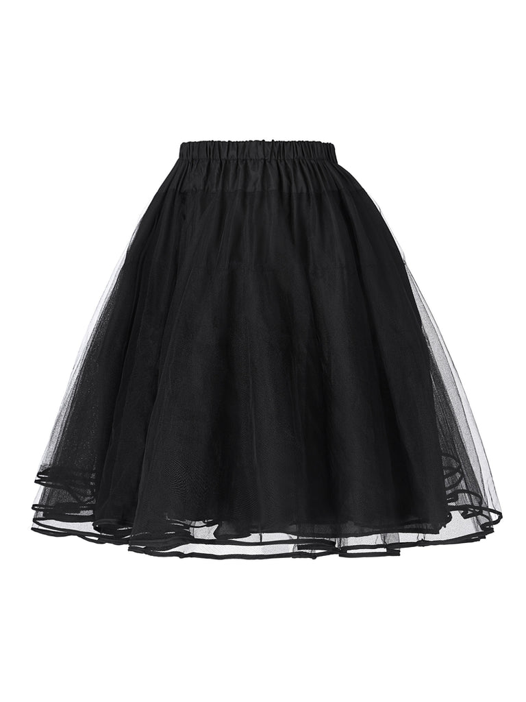 Women's Luxury Retro 3 Layers Tulle Netting Petticoat SCARLET DARKNESS