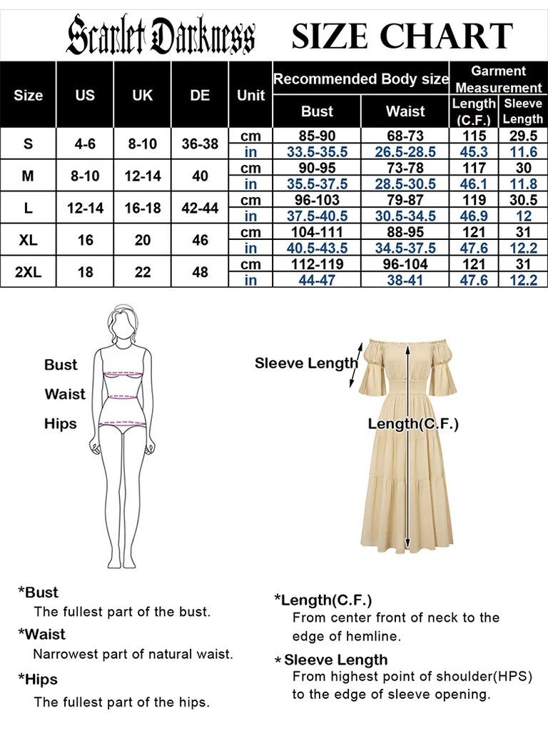 Scarlet Darkness Renaissance Cotton Off Shoulder Pocket Dress