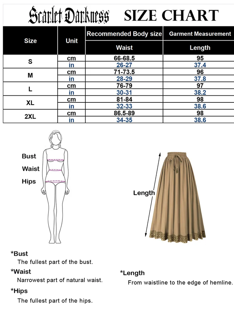 Scarlet Darkness Women Renaissance Tiered Swing Pockets Skirt