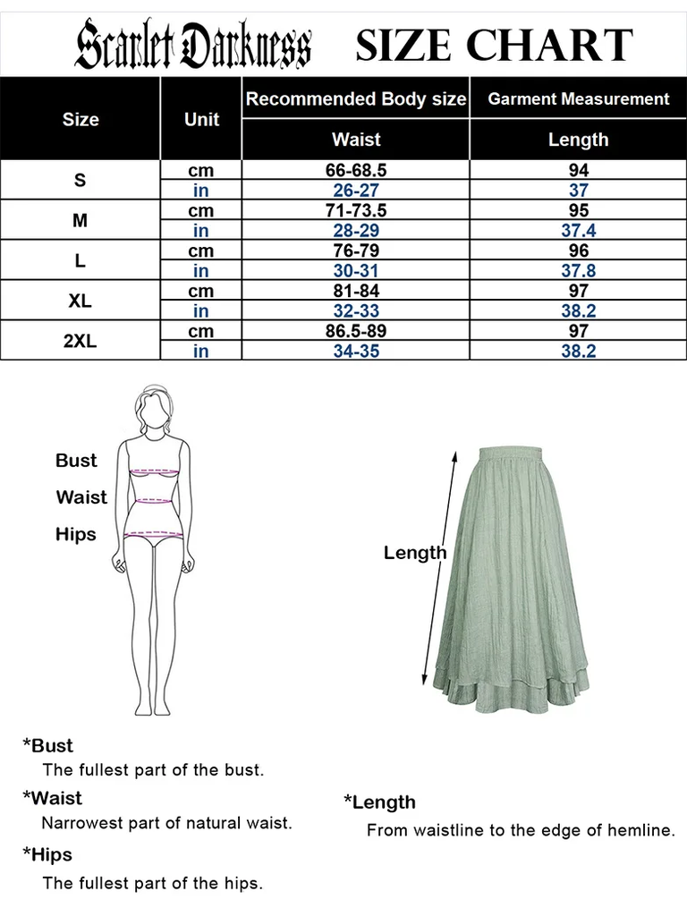 Scarlet Darkness Women Renaissance Tiered Swing Pockets Skirt